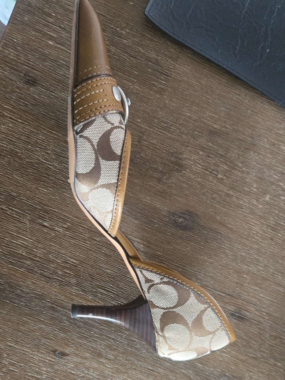 Coach Tan and Brown Signature Slingback Heel